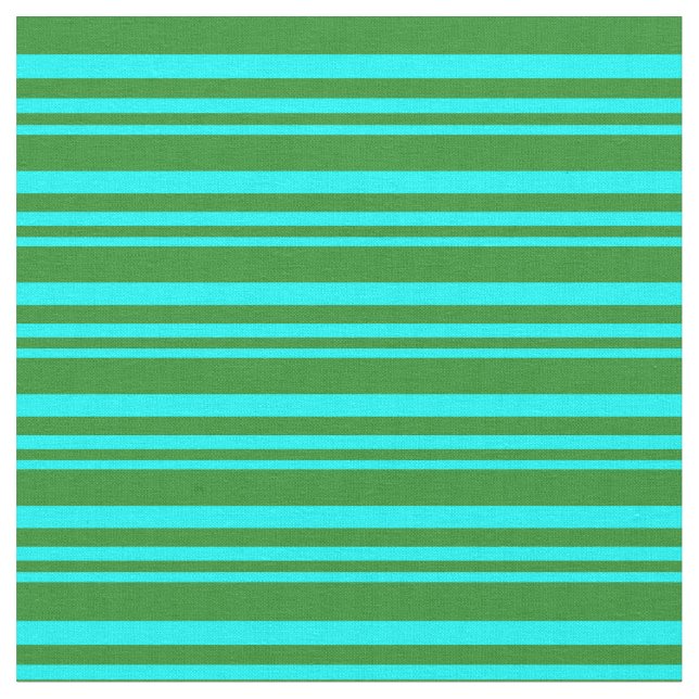 Cyan & Forest Green Coloured Pattern Fabric (Close Up)