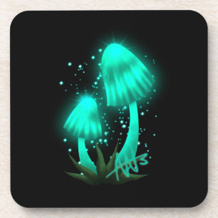 Cyan Glowing Mushroom Coaster