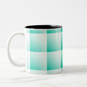 Cyan Gradient in Square Tiles Two-Tone Coffee Mug