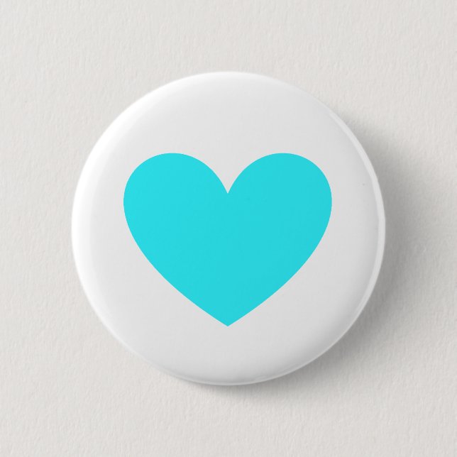 Cyan Heart 2 Inch Round Button (Front)