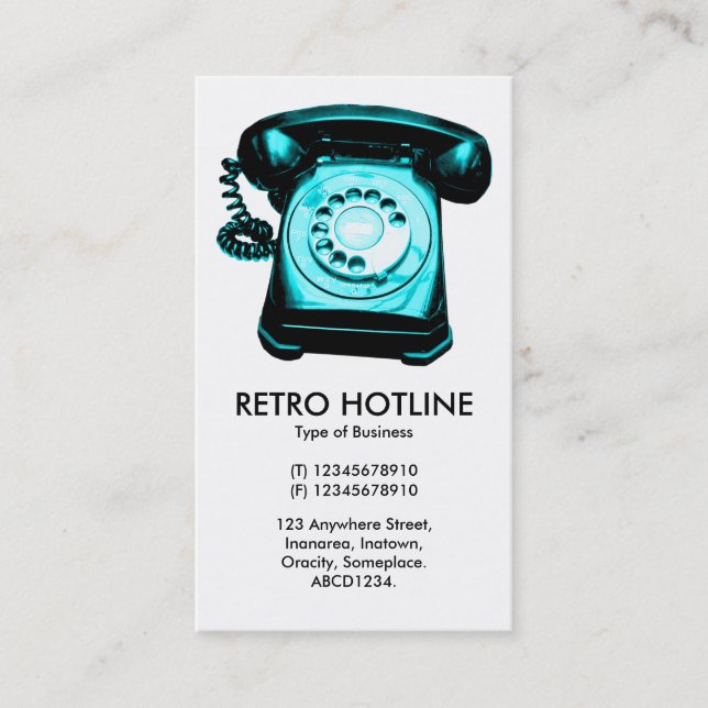 Cyan Hot Line - White Business Card (Front)