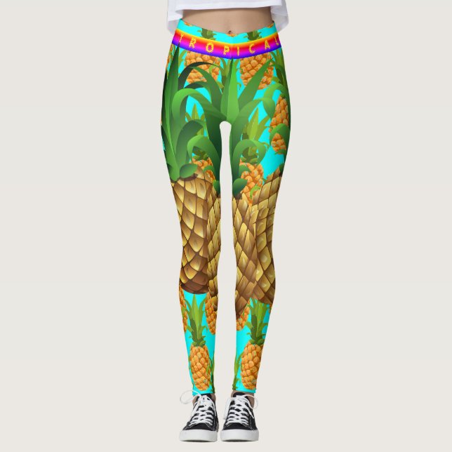 Cyan - I Love Pineapples  Leggings (Front)