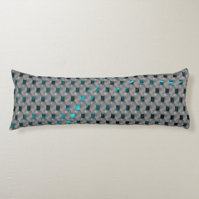 Cyan image under grey plates, rectangle shapes body pillow (Front)