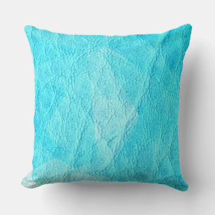 Cyan Leather Throw Pillow