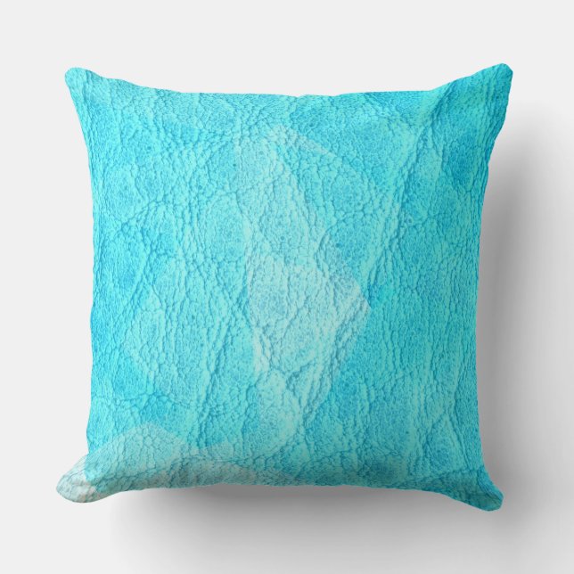Cyan Leather Throw Pillow (Front)