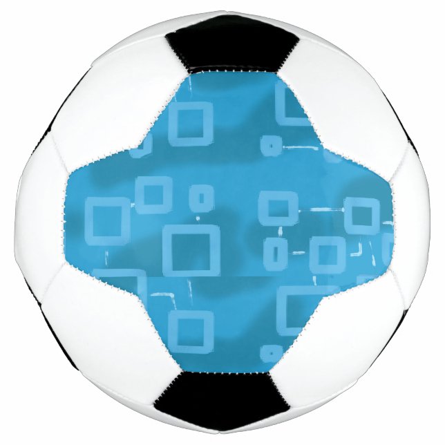 Cyan Light Blue Geometric Soccer Ball (Front)