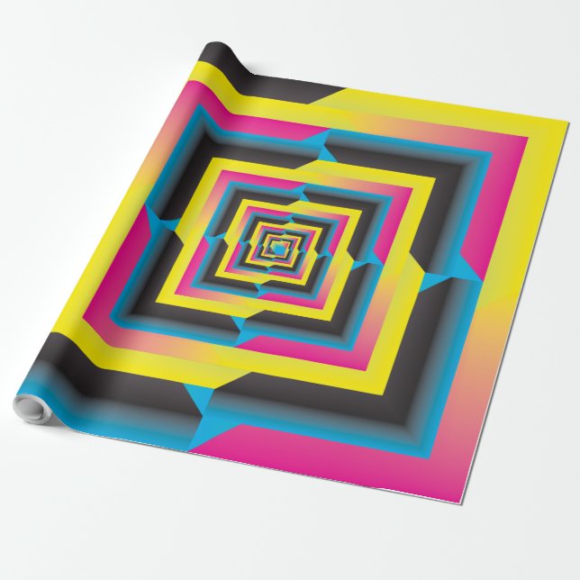 cyan magenta yellow black blended wrapping paper (Unrolled)