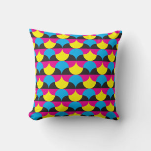 cyan, magenta yelow black shapes throw pillow