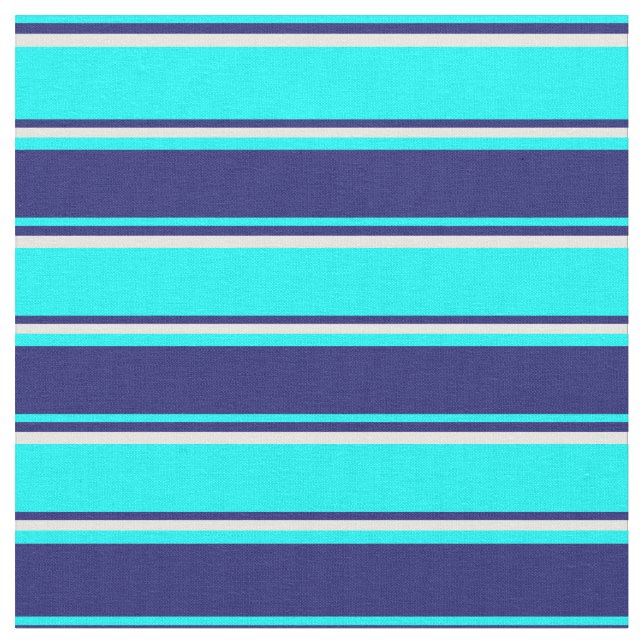 Cyan, Midnight Blue, and Mint Cream Pattern Fabric (Close Up)