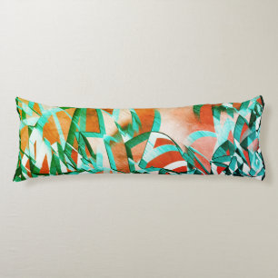 Cyan or blue streaks over rustic reddish orange body pillow