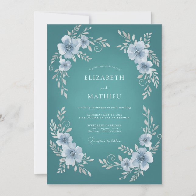 Cyan Polished Winter Wedding Invitation (Front)