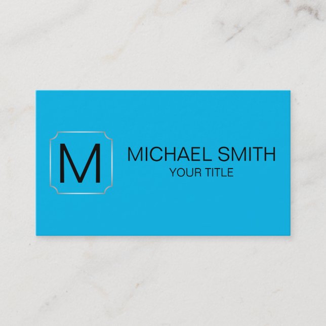 Cyan (process) colour background business card (Front)