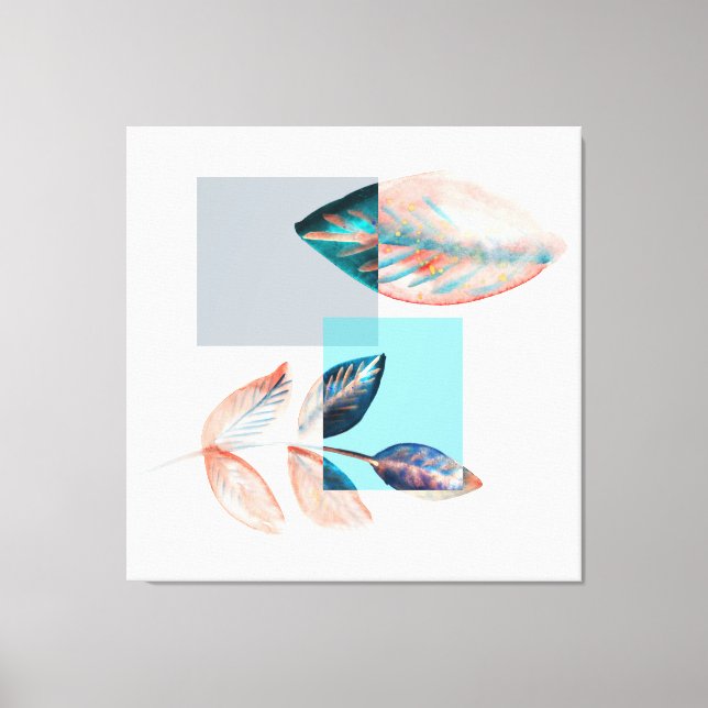 Cyan Red Leaf Canvas Print (Front)