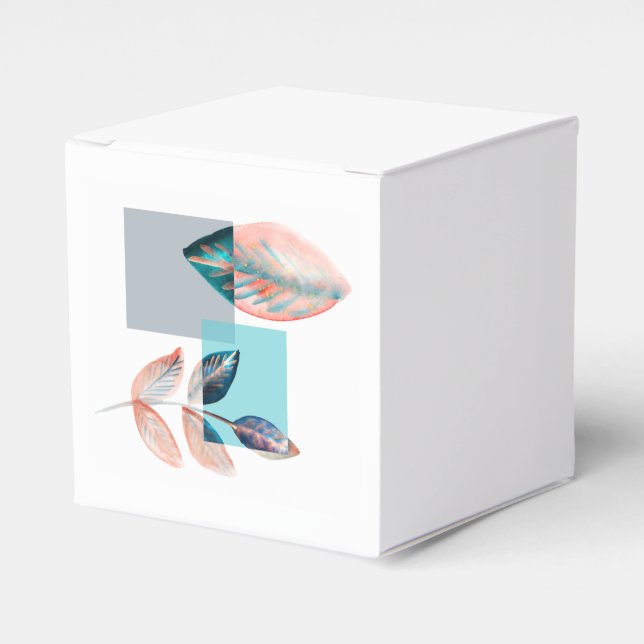 Cyan Red Leaf Favor Box (Front Side)