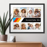 Cyan Retro Stripe - 8 Photo Collage