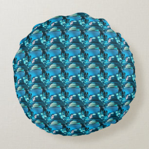 Cyan Round Pillow