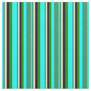 Cyan, Sea Green, Tan, Black, and Green Colored Fabric