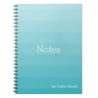 Cyan Shades of Blue Horizontal Stripes Youthful Notebook