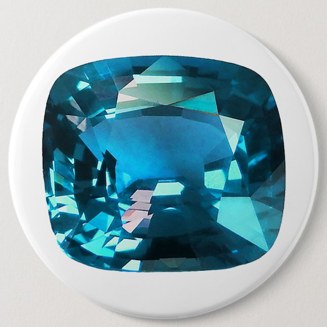 Cyan Sky Blue 6 Inch Round Button (Front)