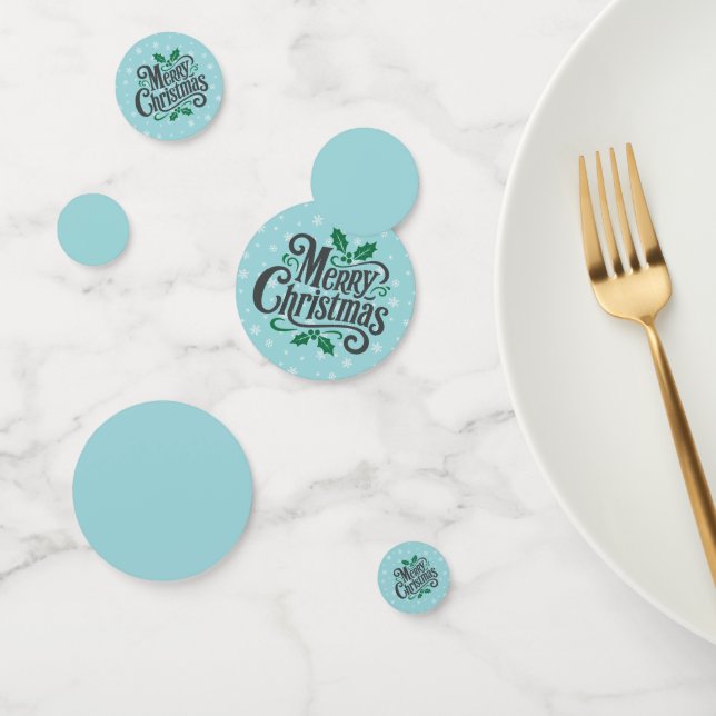 Cyan Snowflake Pattern Holiday Confetti (Group)