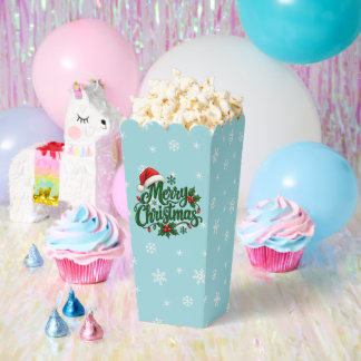 Cyan Snowflake Pattern Holiday Favor Box