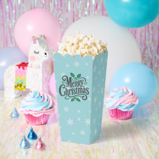 Cyan Snowflake Pattern Holiday Favor Box