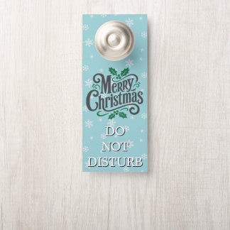Cyan Snowflake Pattern Holiday Personalized Door Hanger