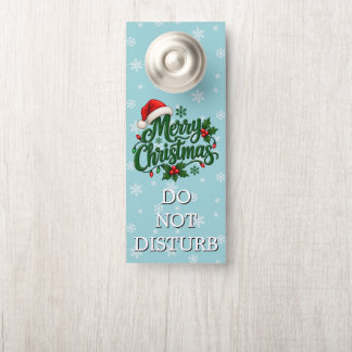 Cyan Snowflake Pattern Holiday Personalized Door Hanger