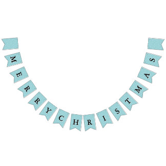 Cyan Snowflake Pattern Personalized Holiday Bunting Flags