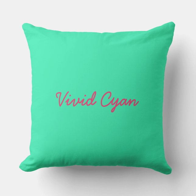 Cyan Solid Throw Pillow (Front)