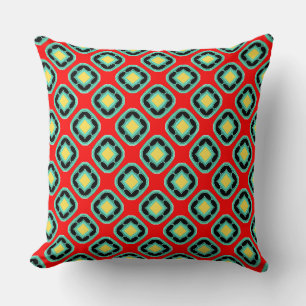 Cyan Squares of Round Corners Throw Pillow