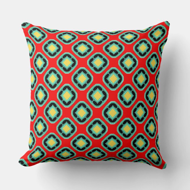 Cyan Squares of Round Corners  Throw Pillow (Front)