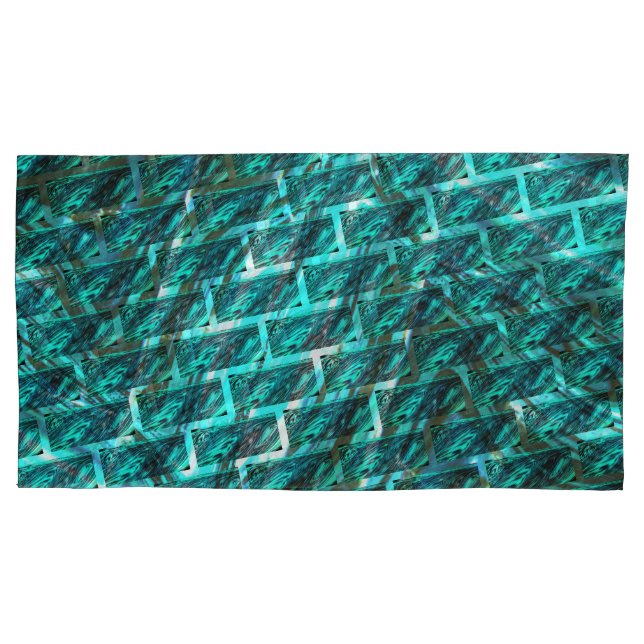 Cyan stained, grazed, grating or different brick pillowcase (Front-Left)