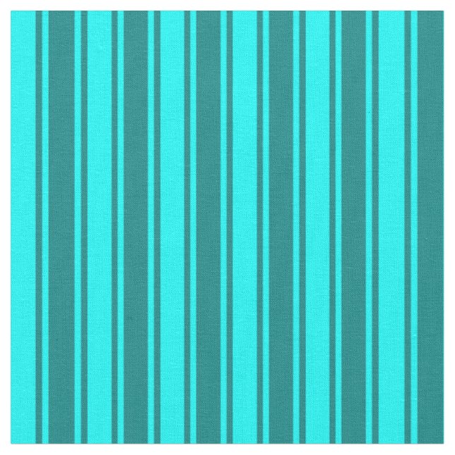Cyan & Teal Coloured Lined Pattern Fabric (Close Up)