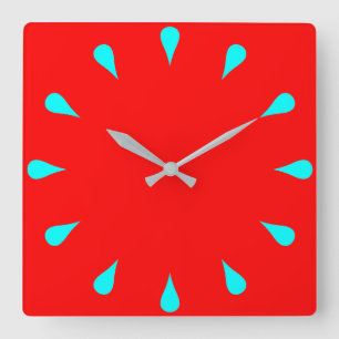 Cyan teardrops square wall clock