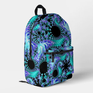 Cyan Tentacle Fractal Printed Backpack
