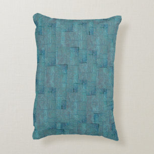 Cyan to grey texture shaped mosaic cutouts accent pillow