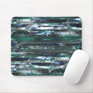 Cyan torn stripes of smeared and grainy textures mouse pad