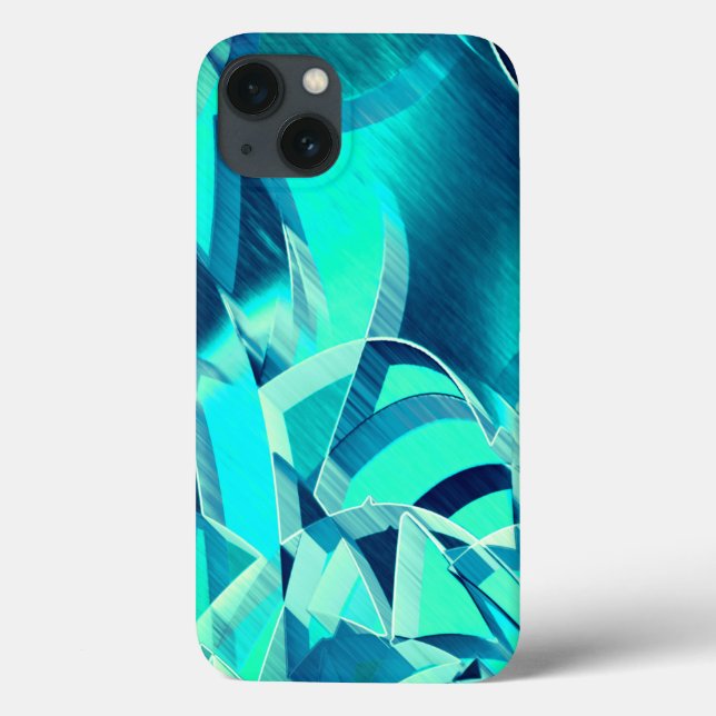 Cyan tracks with drizzles on aquamarine background Case-Mate iPhone case (Back)