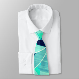 Cyan tracks with drizzles on aquamarine background tie