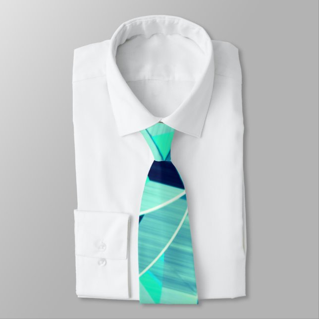 Cyan tracks with drizzles on aquamarine background tie (Tied)