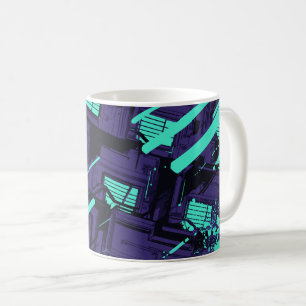cyan windows Across a Digital Grid Coffee Mug