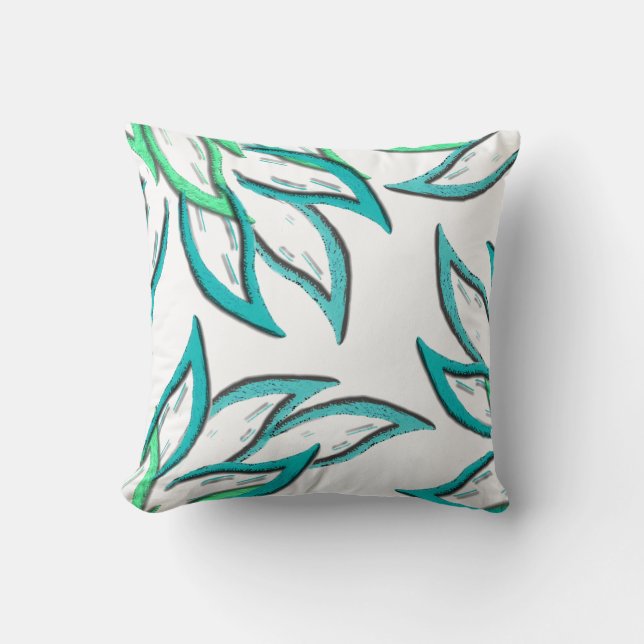 Cyan Wisps Throw Pillow (Front)