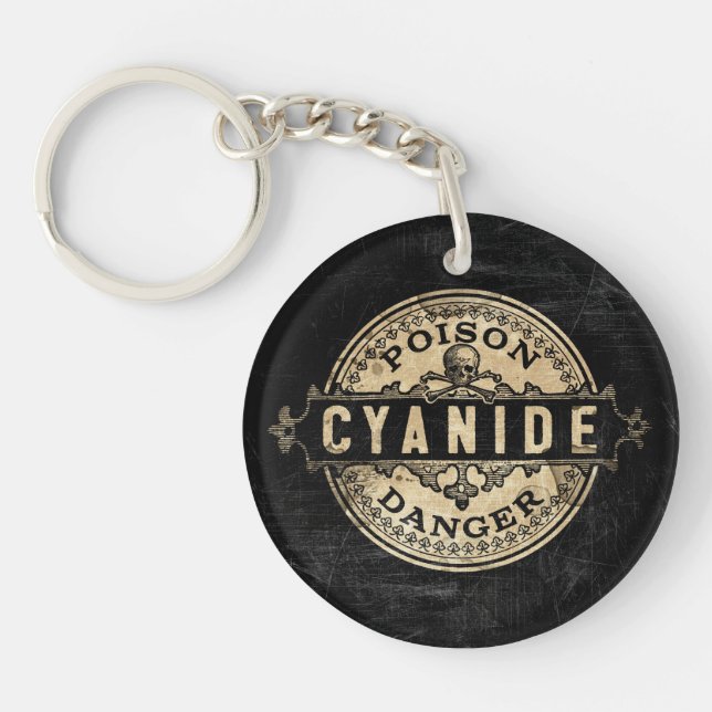 Cyanide Vintage Style Poison Label Keychain (Front)