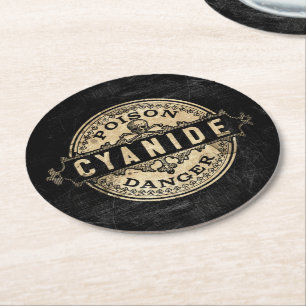 Cyanide Vintage Style Poison Label Round Paper Coaster