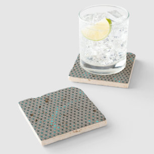 Cyano image under grey plates, rectangular shapes stone coaster