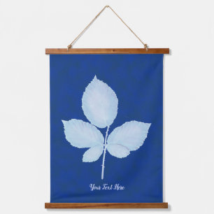 Cyano Print Bramble Leaves Hanging Tapestry