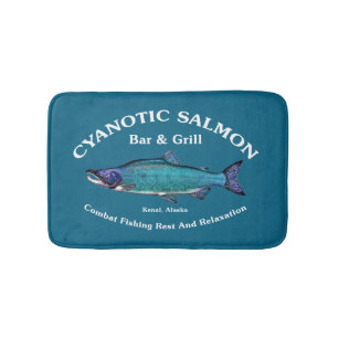 Cyanotic Salmon Bar & Grill Bath Mat