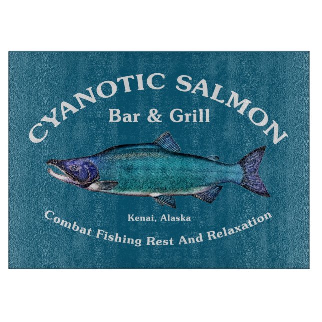 Cyanotic Salmon Bar & Grill Cutting Board (Front)