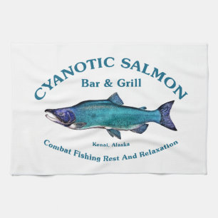 Cyanotic Salmon Bar & Grill Kitchen Towel